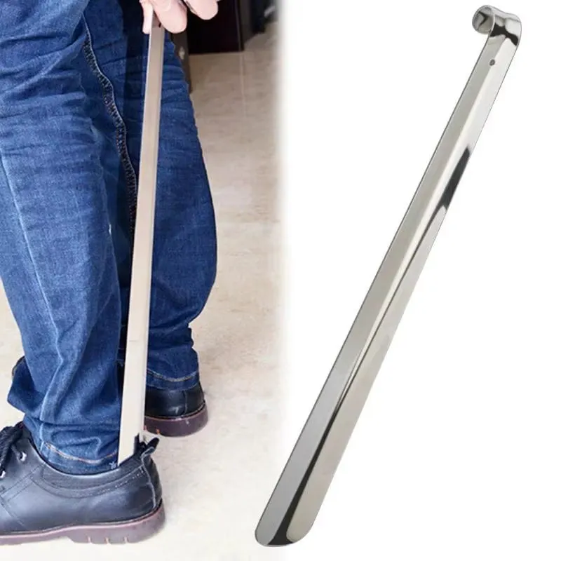 1PC Professional Shoehorn 42Cm Stainless Steel Shoe Horns Easy Handle Metal Shoe Extractor Lazy Shoe Helper Shoe Accessories