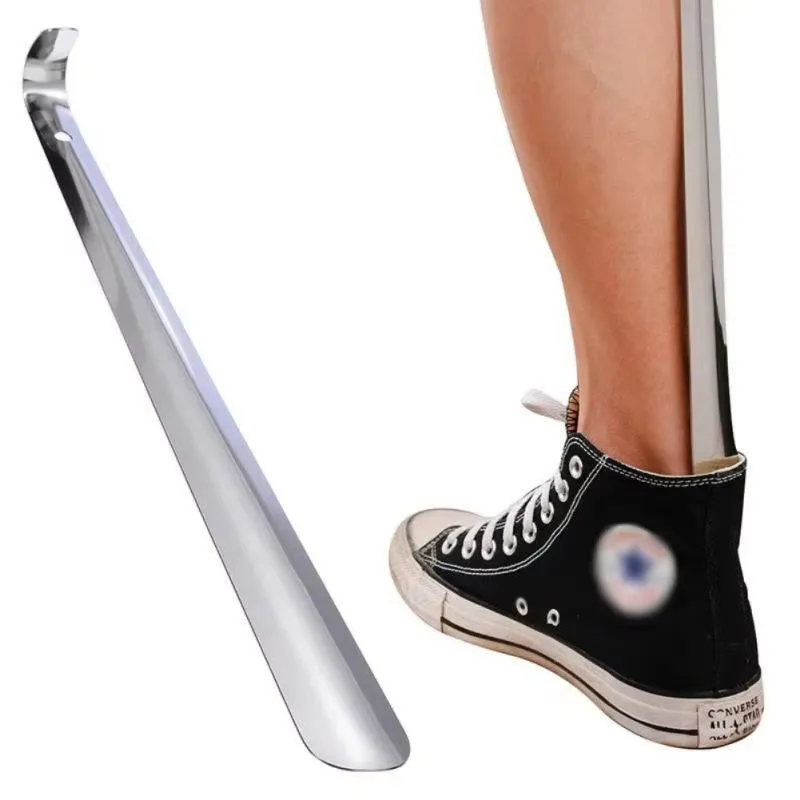 1PC Professional Shoehorn 42Cm Stainless Steel Shoe Horns Easy Handle Metal Shoe Extractor Lazy Shoe Helper Shoe Accessories