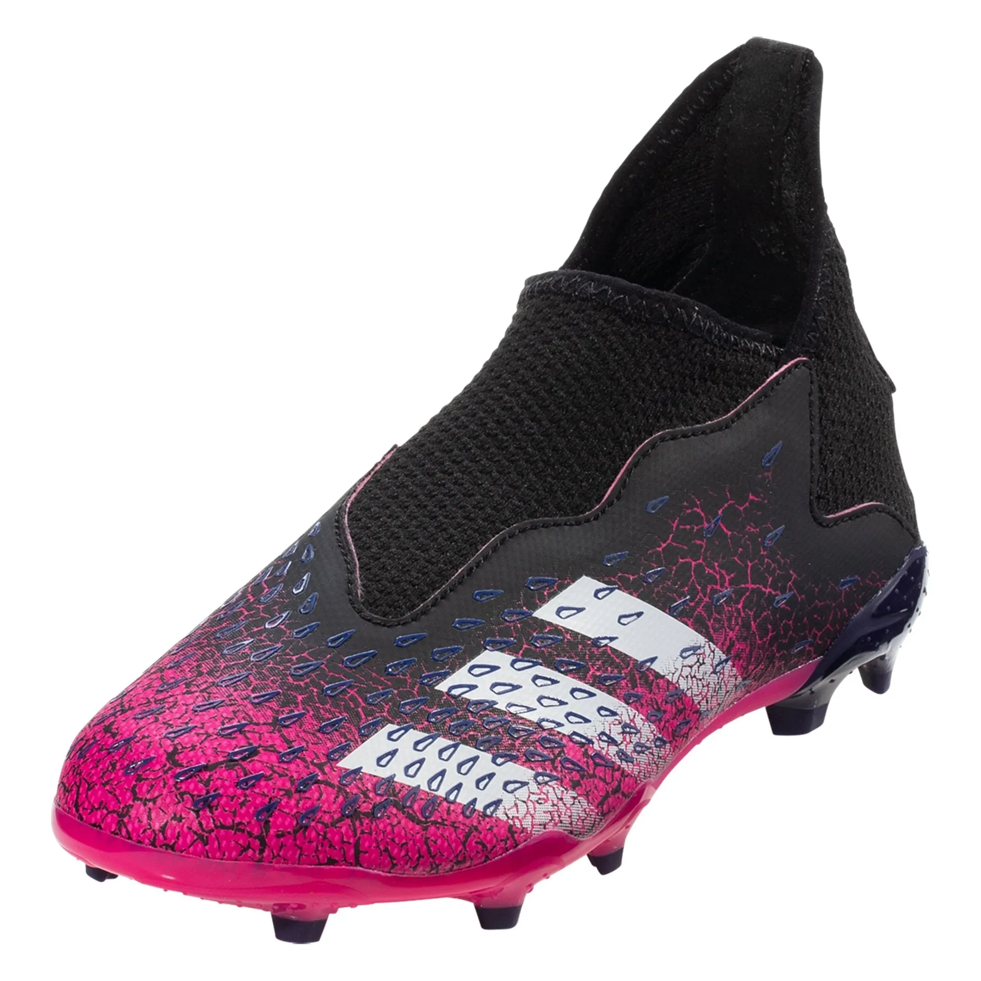 adidas Predator Freak .3 Laceless Junior Firm Ground Soccer Cleats - Black/White/Shock Pink