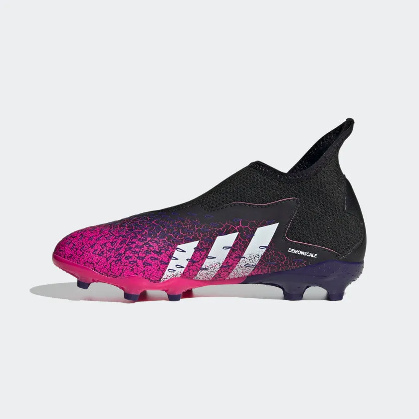 adidas Predator Freak .3 Laceless Junior Firm Ground Soccer Cleats - Black/White/Shock Pink