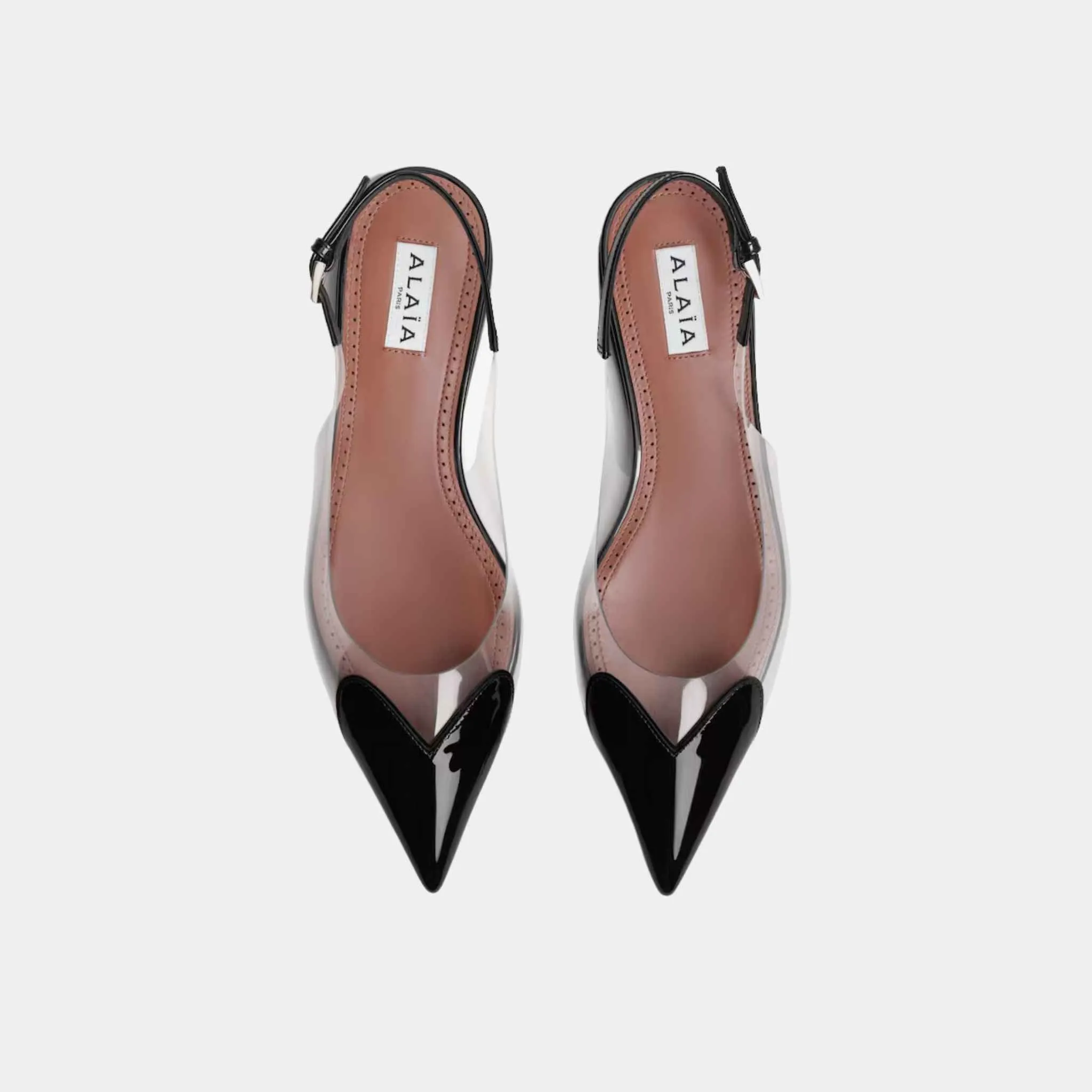 Alaia Le Cœur Flat Slingbacks In Patent Calfskin