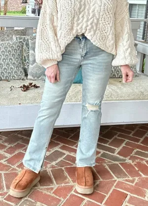 Alcorn High Waist Destroyed Straight with Side Slit Hem | Judy Blue Jeans