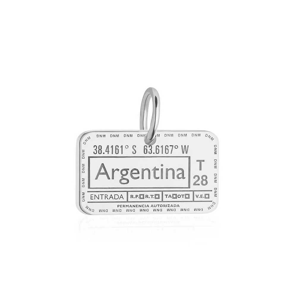 Argentina Passport Stamp Charm Silver