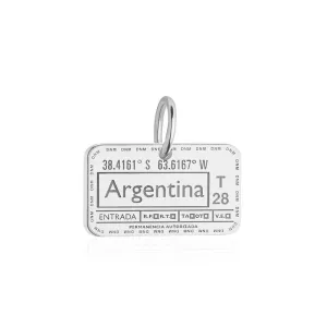 Argentina Passport Stamp Charm Silver