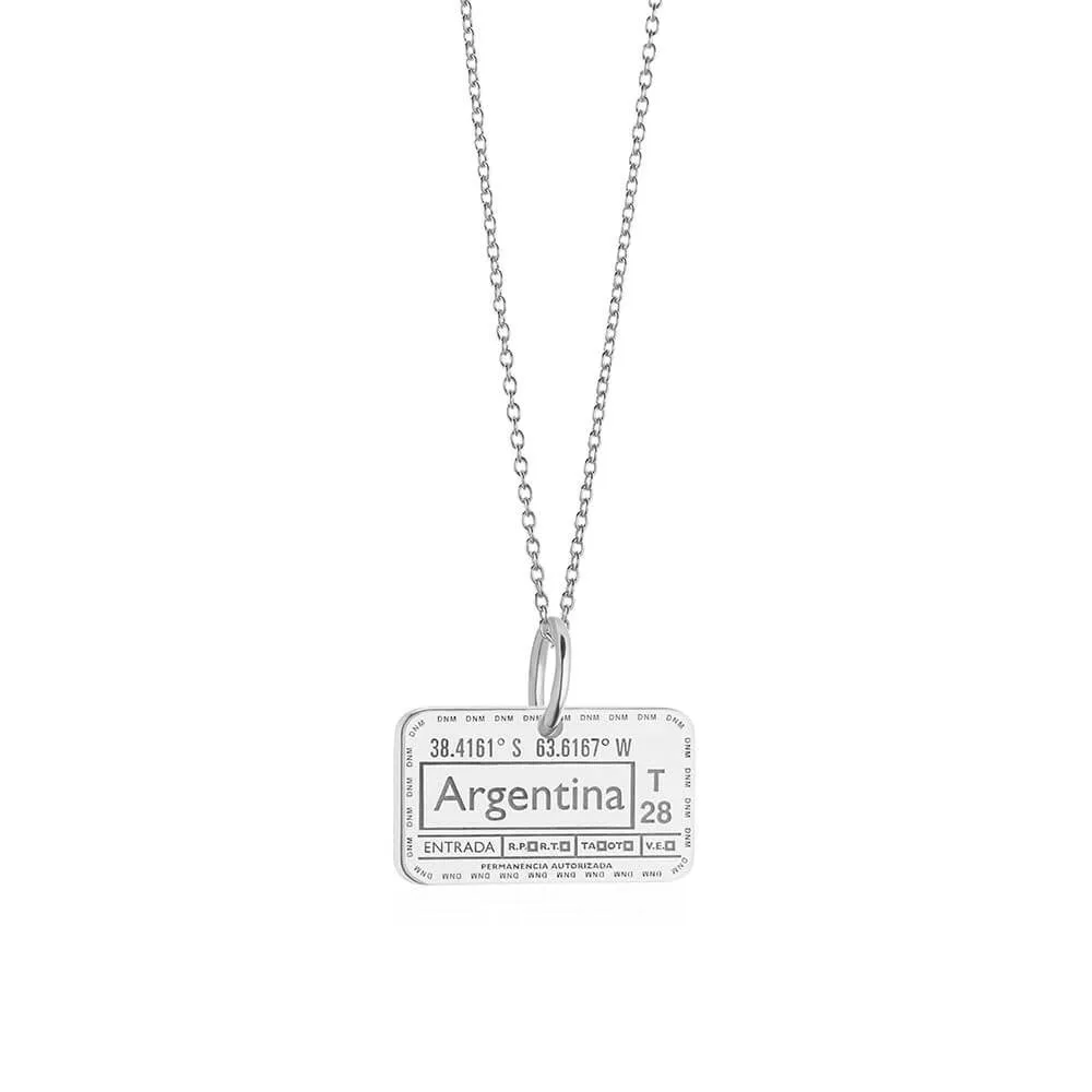 Argentina Passport Stamp Charm Silver