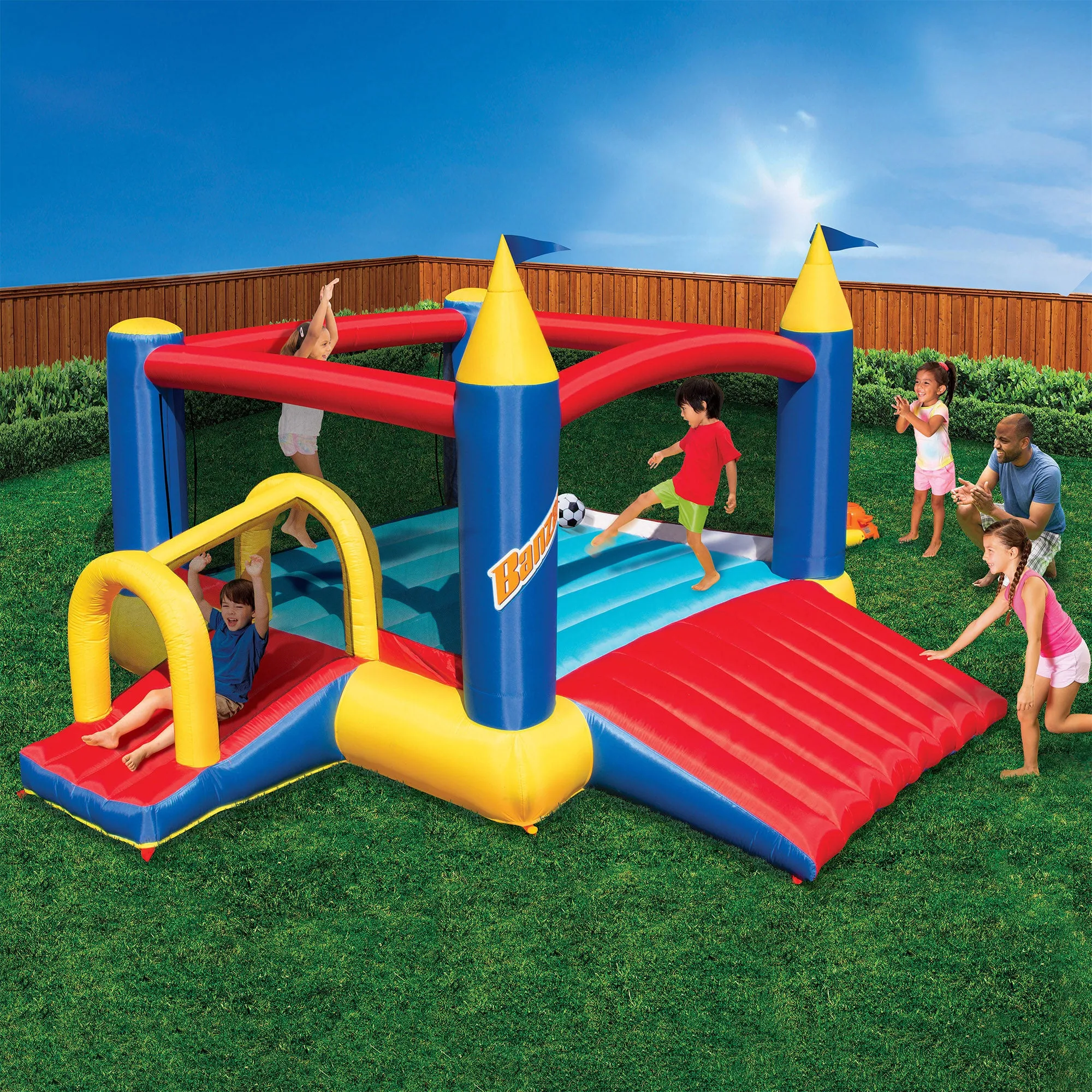 Banzai Battle Bop Combo Pack Gloves & Bumpers, 2 Pair & Slide N Fun Bounce House