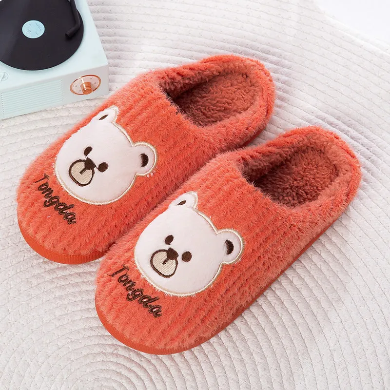 Bear Slippers Women Warm Winter Shoes Fuzzy Home Slippers