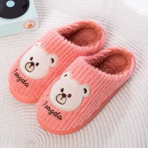 Bear Slippers Women Warm Winter Shoes Fuzzy Home Slippers