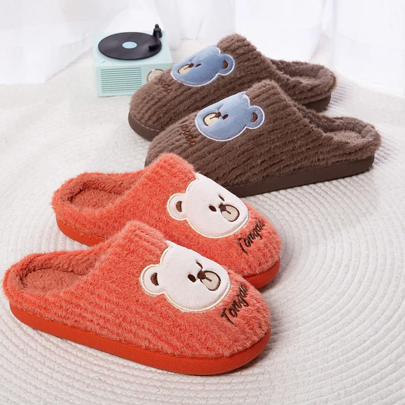 Bear Slippers Women Warm Winter Shoes Fuzzy Home Slippers