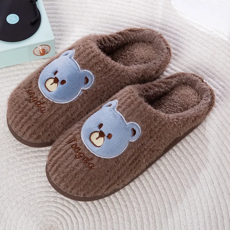 Bear Slippers Women Warm Winter Shoes Fuzzy Home Slippers