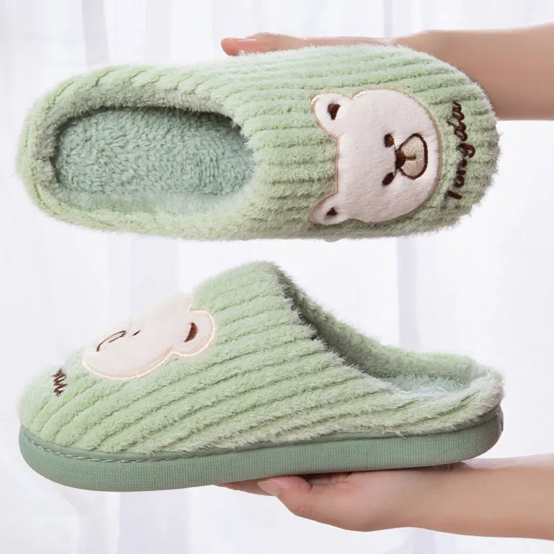 Bear Slippers Women Warm Winter Shoes Fuzzy Home Slippers
