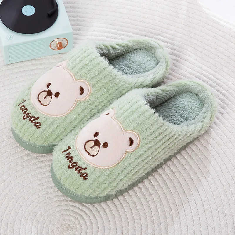 Bear Slippers Women Warm Winter Shoes Fuzzy Home Slippers