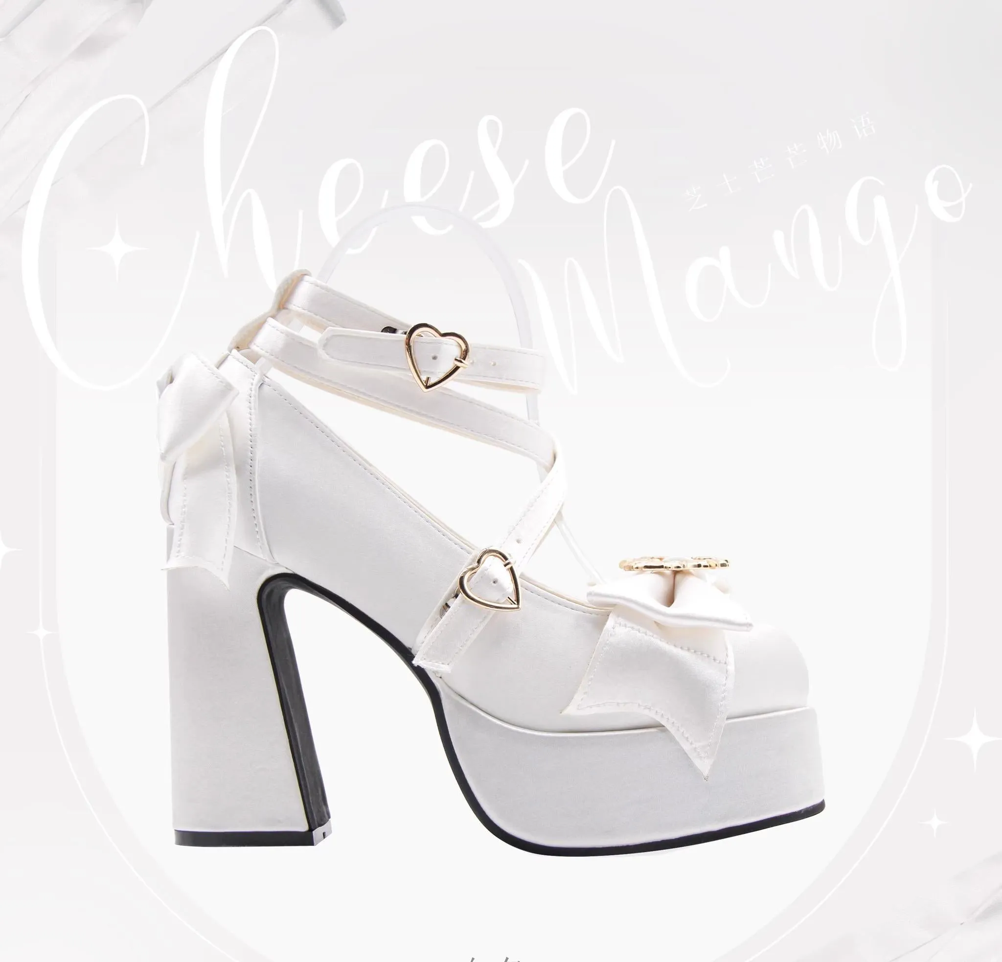 (BFM)Cheesecake~Mousse Heart~Sweet Lolita High Heel Shoes Mary Jane Love Heel Shoes
