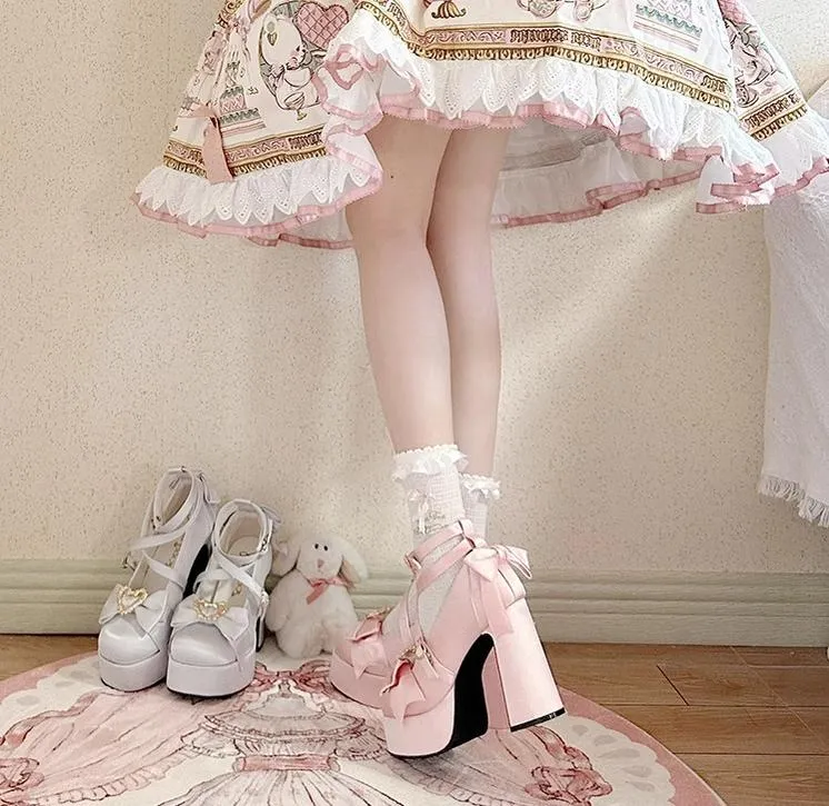 (BFM)Cheesecake~Mousse Heart~Sweet Lolita High Heel Shoes Mary Jane Love Heel Shoes
