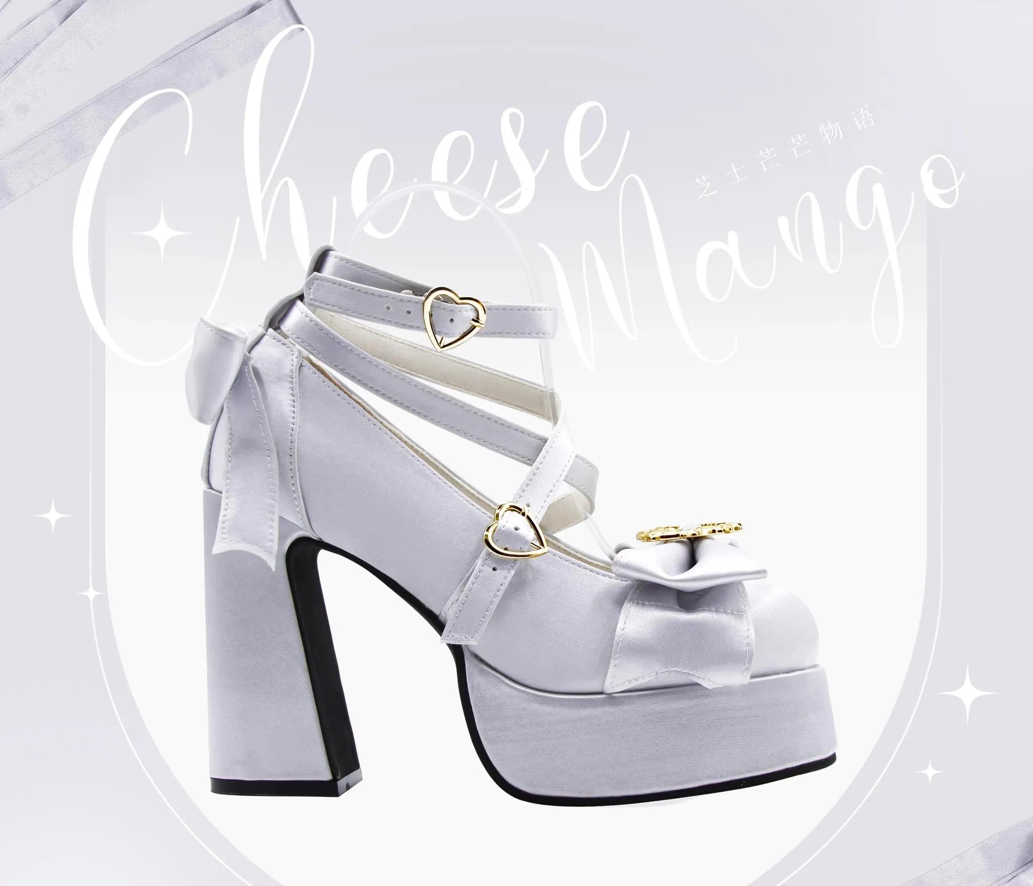 (BFM)Cheesecake~Mousse Heart~Sweet Lolita High Heel Shoes Mary Jane Love Heel Shoes