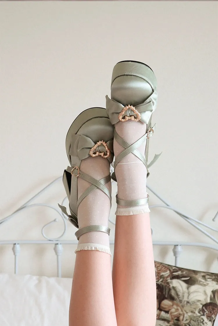 (BFM)Cheesecake~Mousse Heart~Sweet Lolita High Heel Shoes Mary Jane Love Heel Shoes
