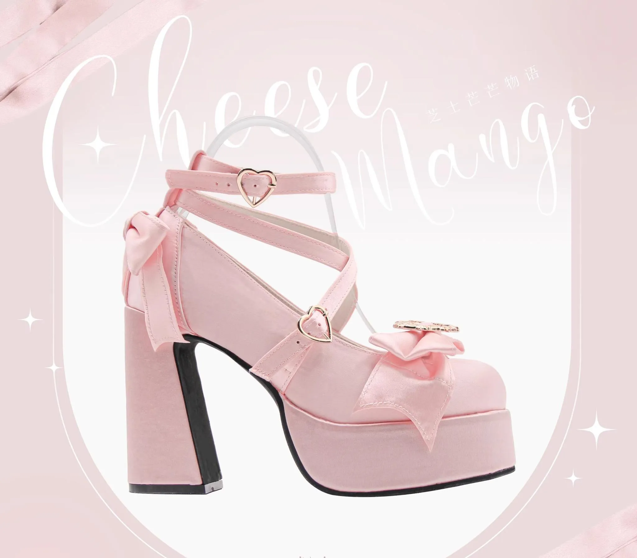 (BFM)Cheesecake~Mousse Heart~Sweet Lolita High Heel Shoes Mary Jane Love Heel Shoes
