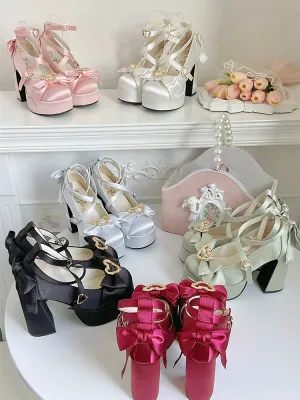 (BFM)Cheesecake~Mousse Heart~Sweet Lolita High Heel Shoes Mary Jane Love Heel Shoes