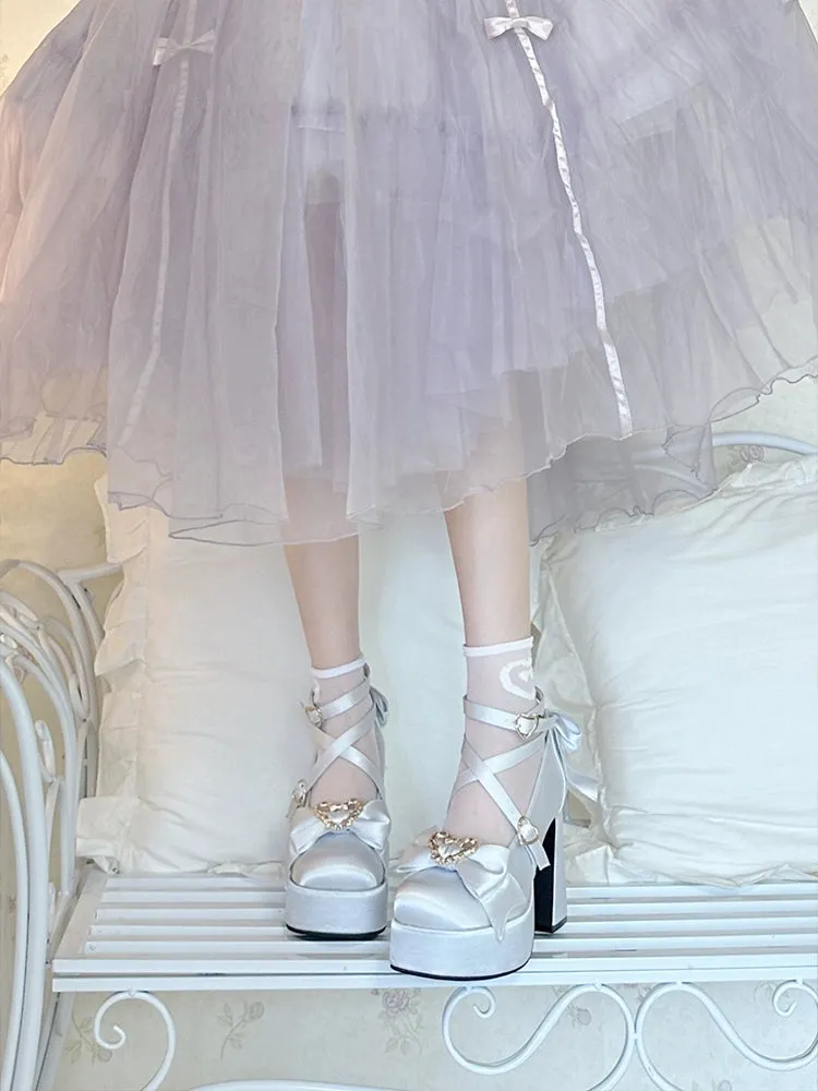 (BFM)Cheesecake~Mousse Heart~Sweet Lolita High Heel Shoes Mary Jane Love Heel Shoes