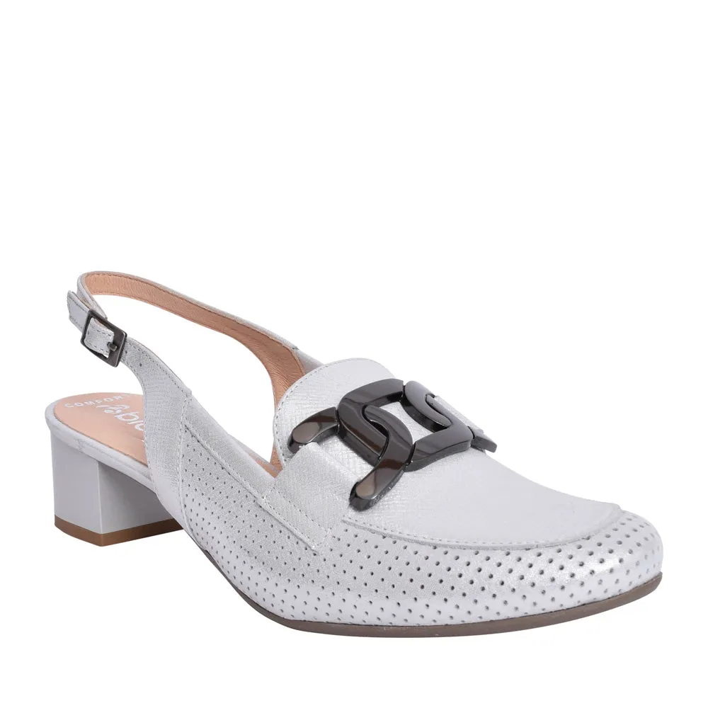 Bioeco 3963 SILVER Sling Back Block Heel Occasion Shoe 3963-2103