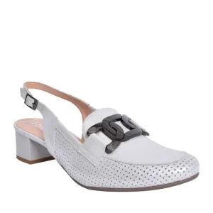 Bioeco 3963 SILVER Sling Back Block Heel Occasion Shoe 3963-2103