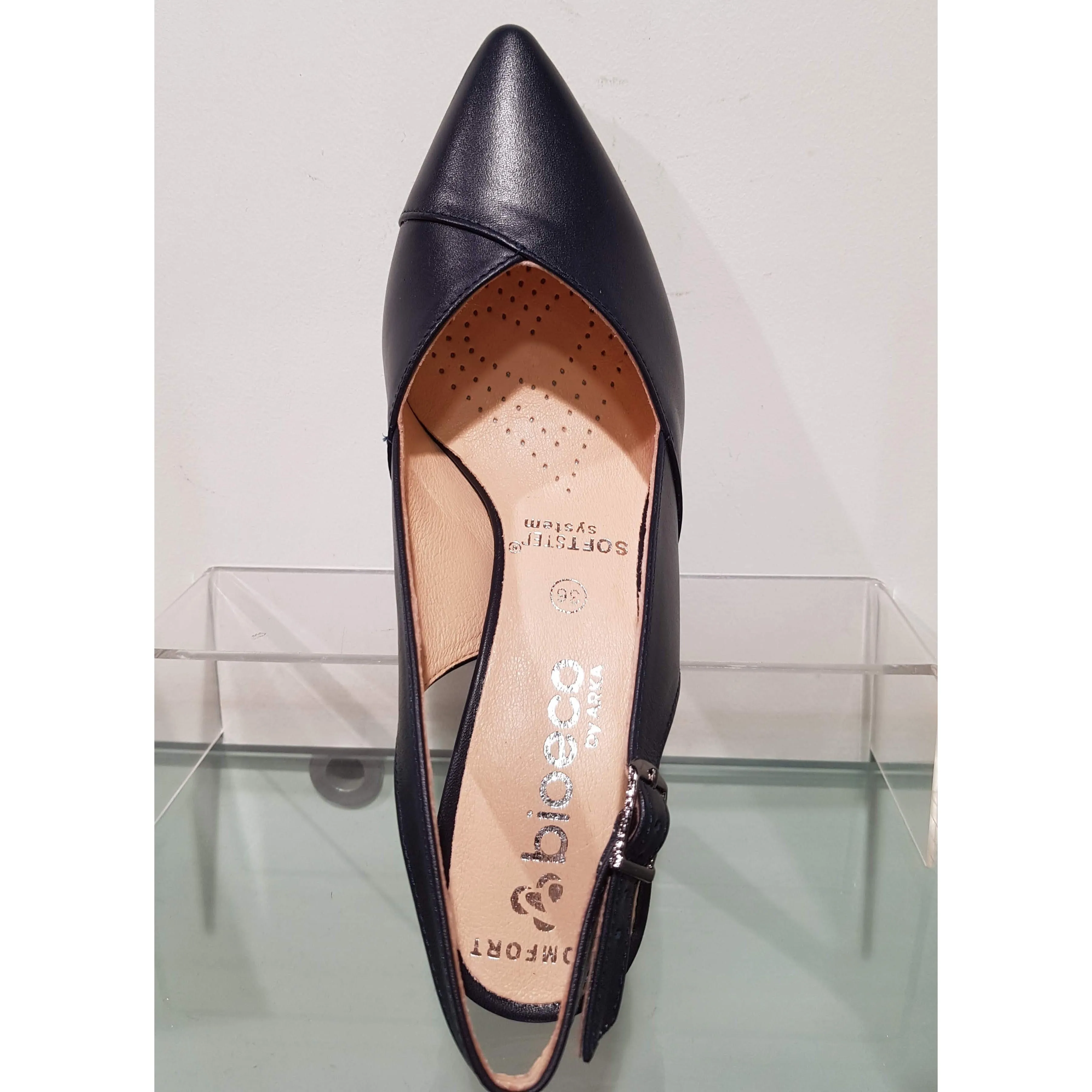 Bioeco 4009 Navy Leather Closed Toe Slingback Occasion Shoe Matching Bags Available 4009-1570