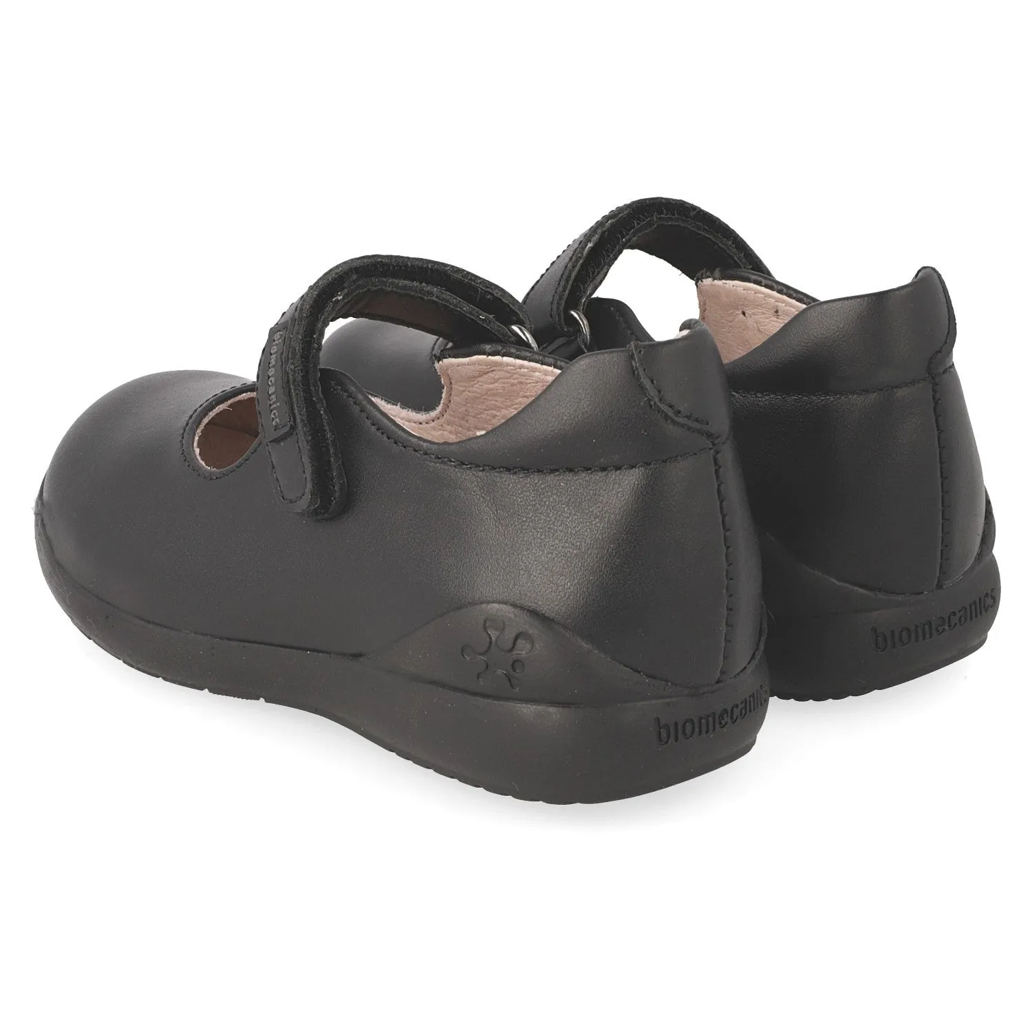 Biomechanics Girls Black Leather Riptape School Shoe