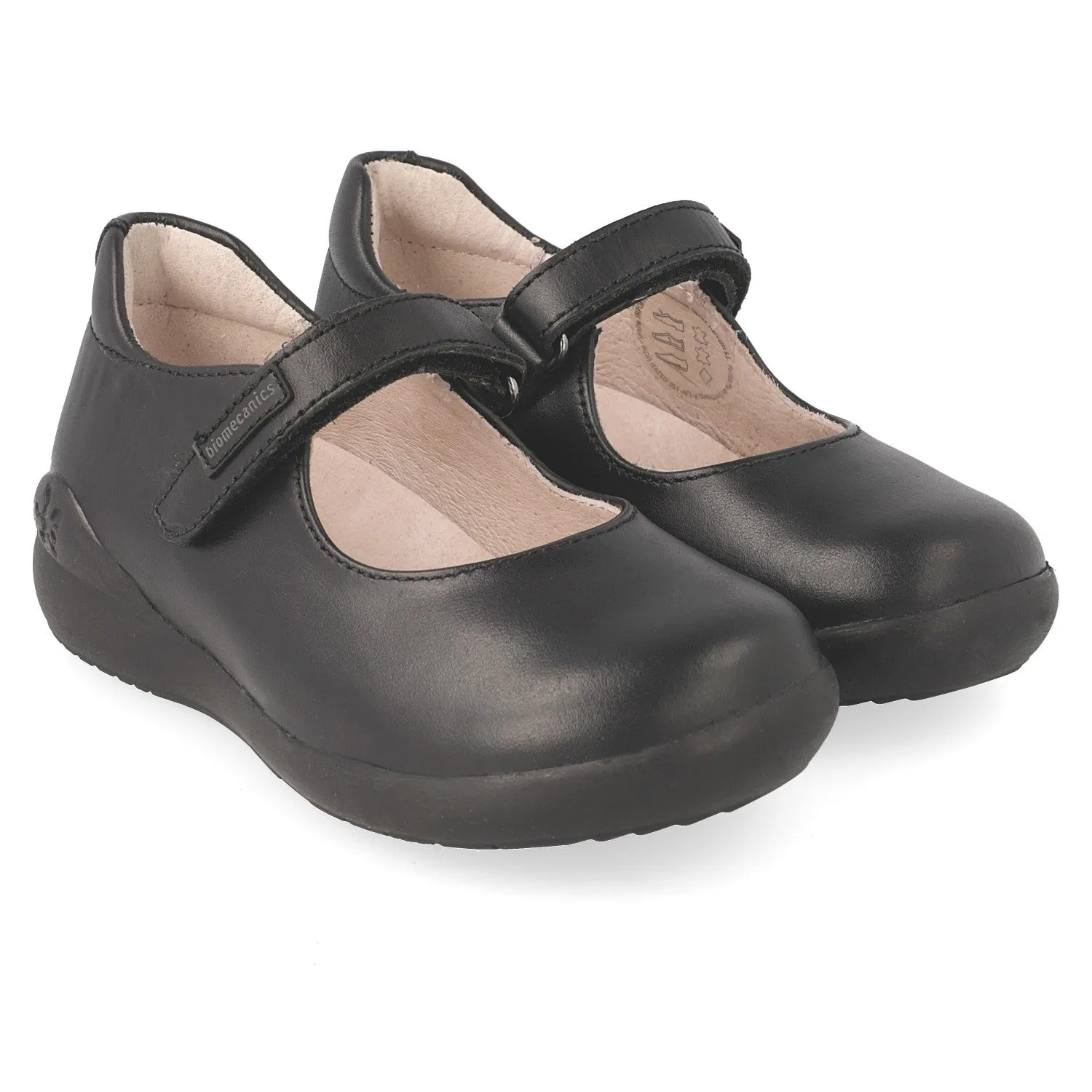 Biomechanics Girls Black Leather Riptape School Shoe