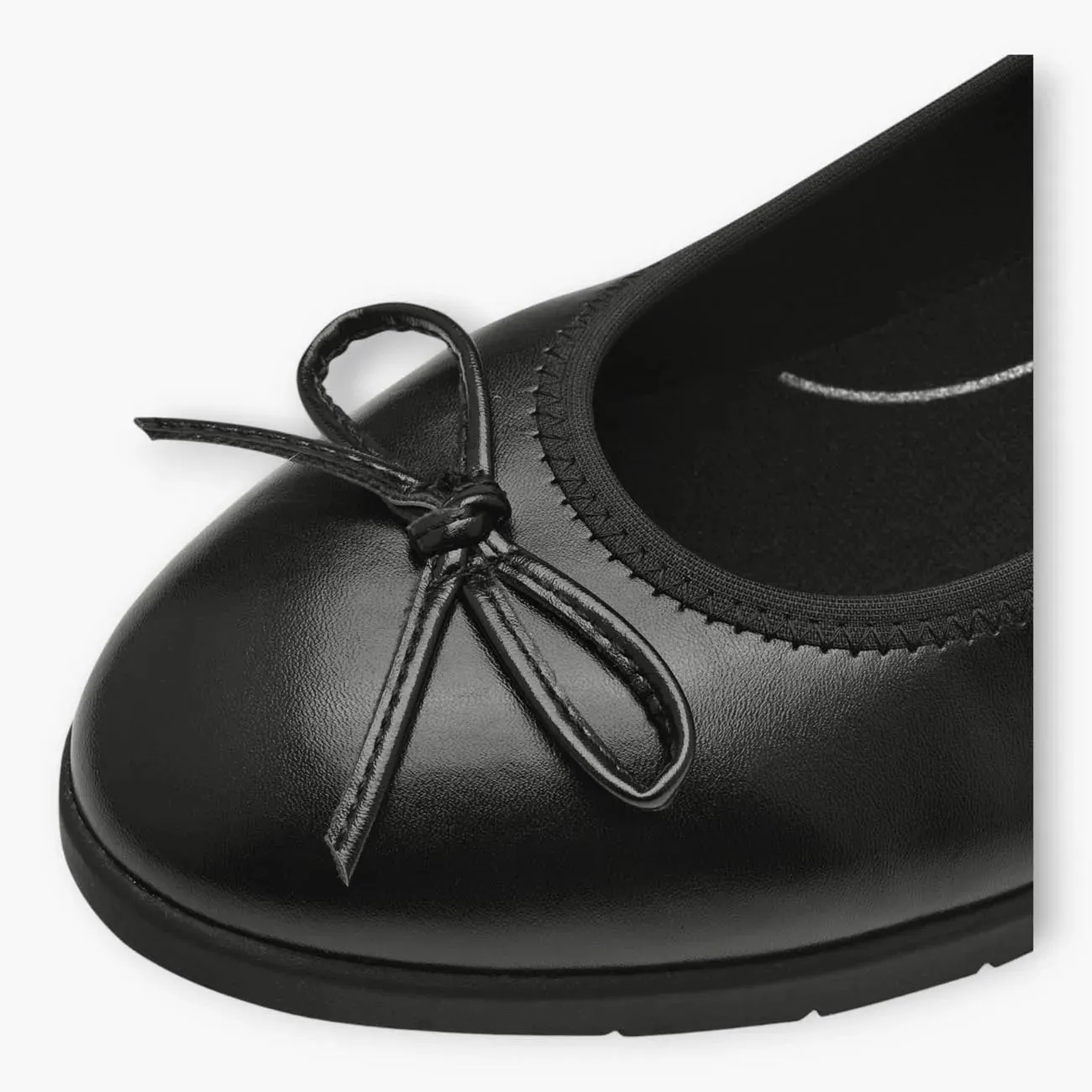 Black Vegan Wide Fit Ballerina Shoes with Low Wedge Sole