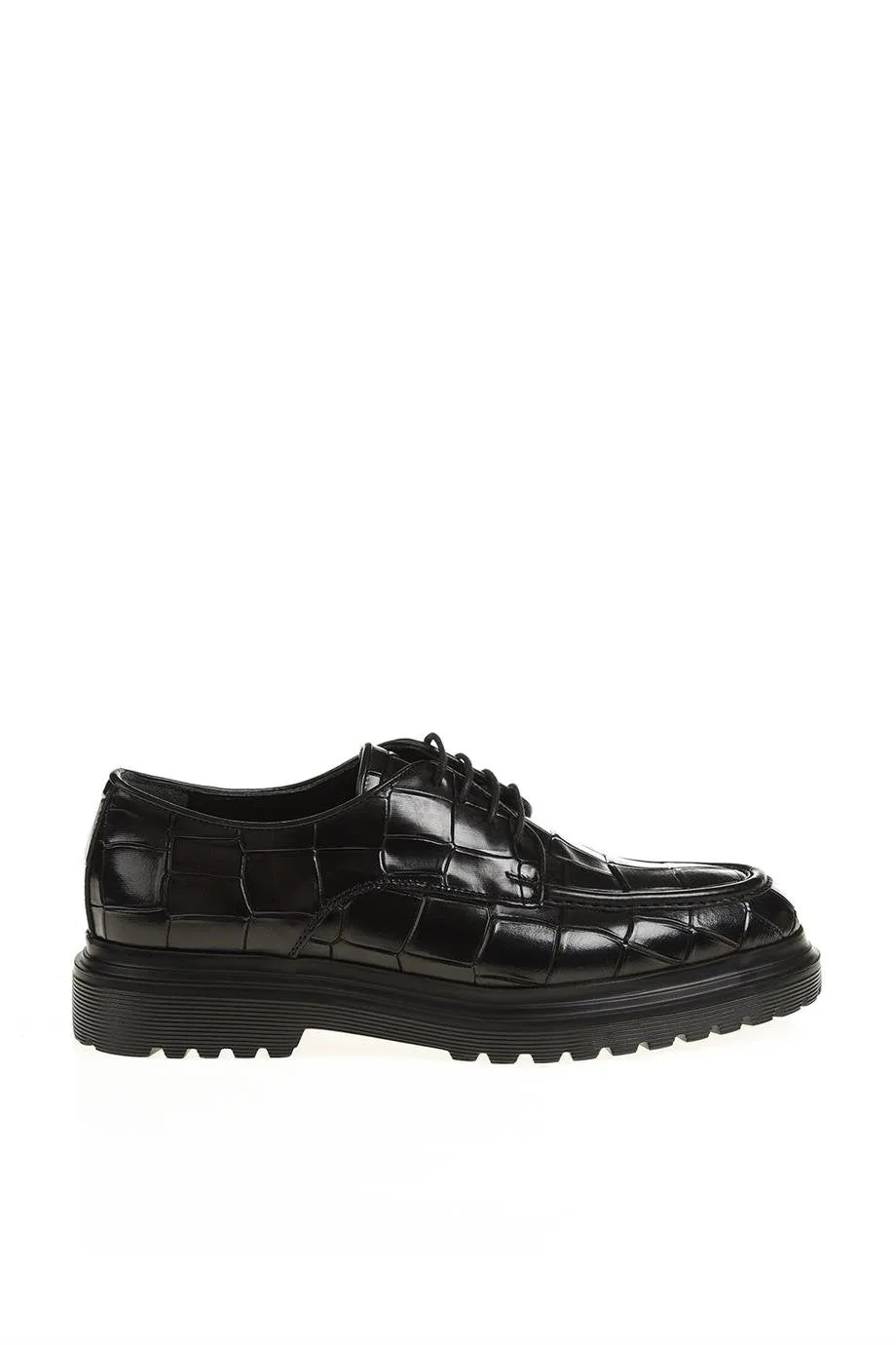 Brabion Dante Leather Croco Black Shoes