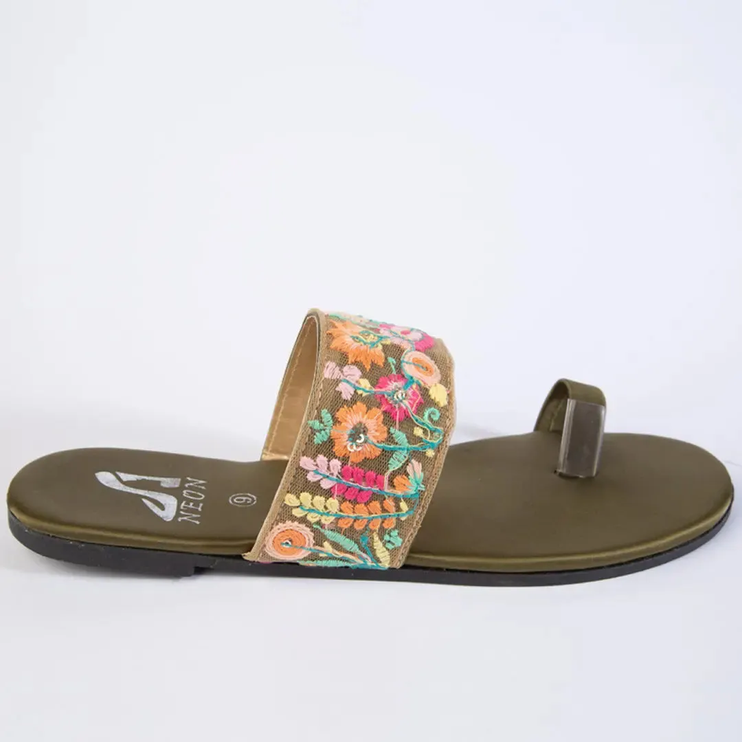 Broad Lace Slippers Green