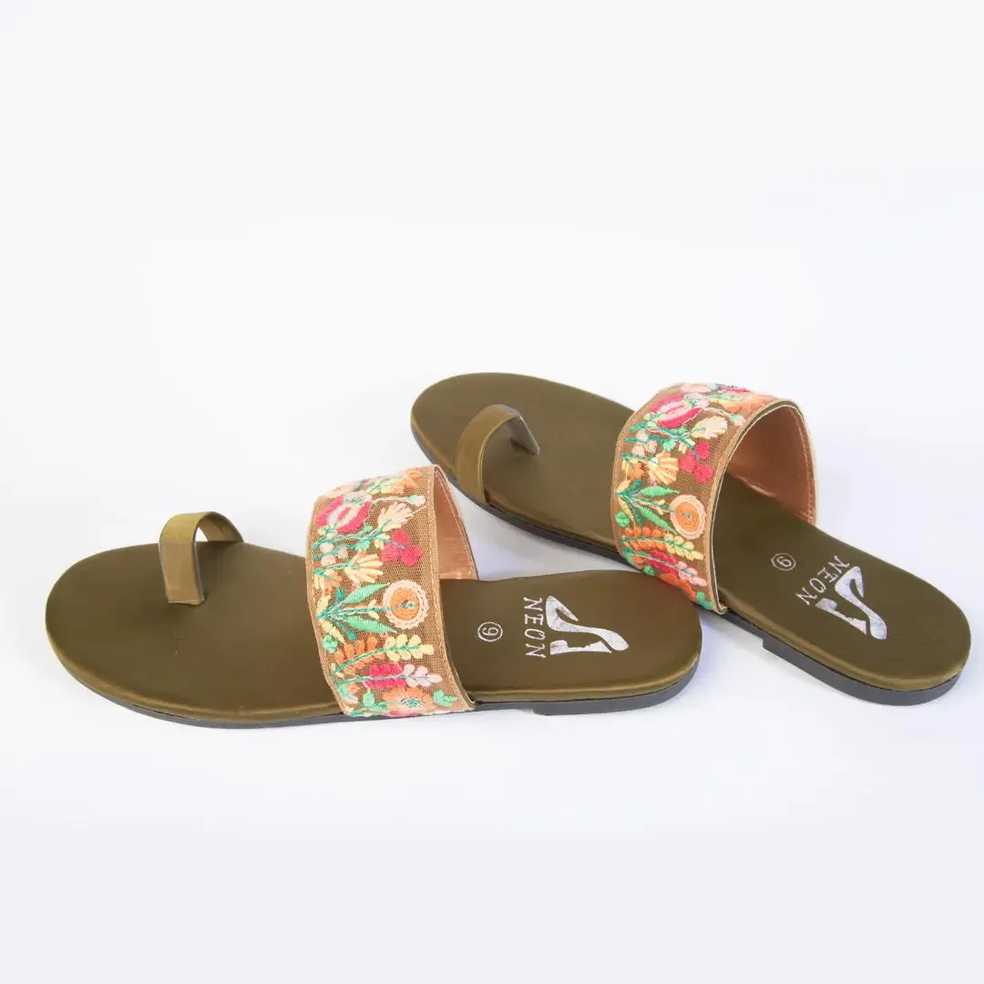 Broad Lace Slippers Green