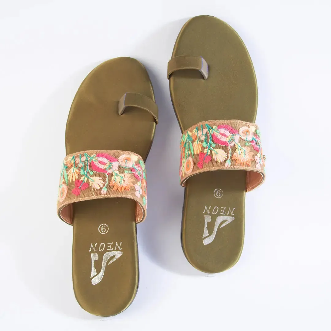 Broad Lace Slippers Green