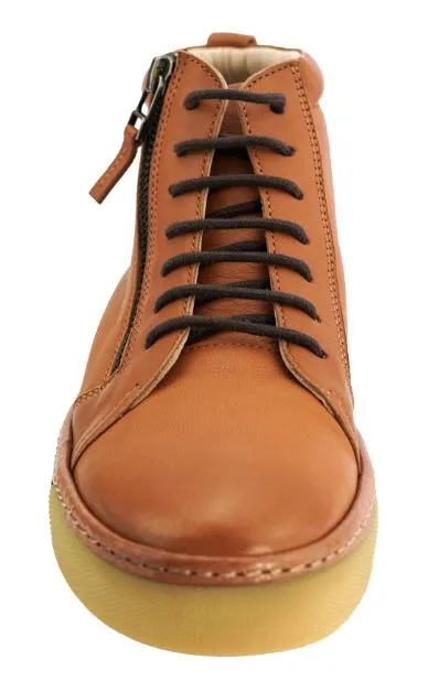 CAMEL VEGAN LEATHER SIDE ZIP BOOTIE