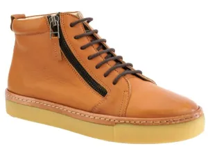 CAMEL VEGAN LEATHER SIDE ZIP BOOTIE