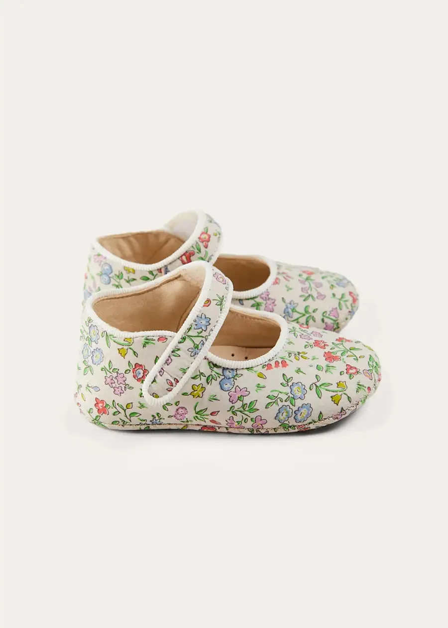Cordelia Liberty Floral Mary Jane Pram Shoes in Pink (17-20EU)