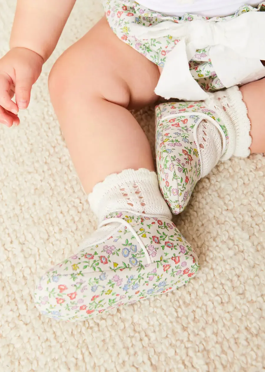 Cordelia Liberty Floral Mary Jane Pram Shoes in Pink (17-20EU)