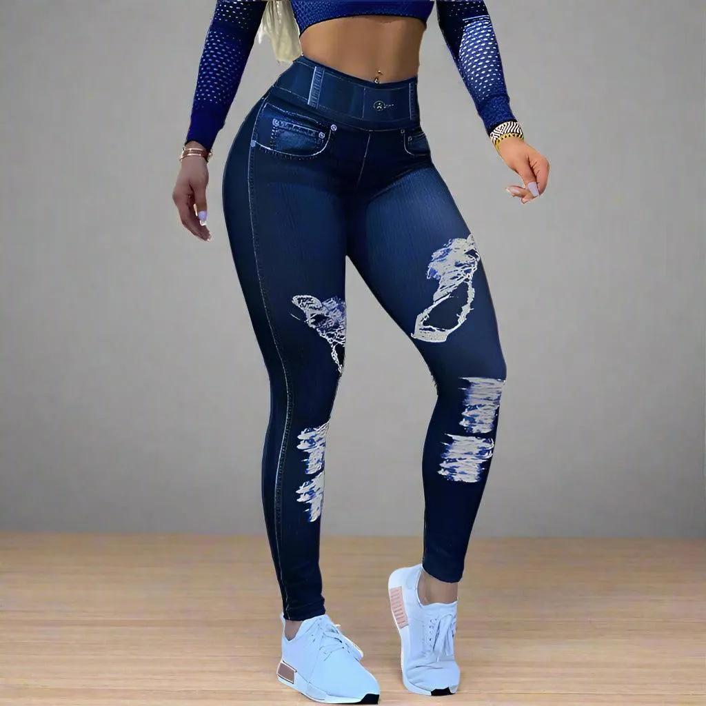 Elastic High Waist Women's Tie-Dye Pencil Pants - Casual Fashion & Fitness  Pencil Pants