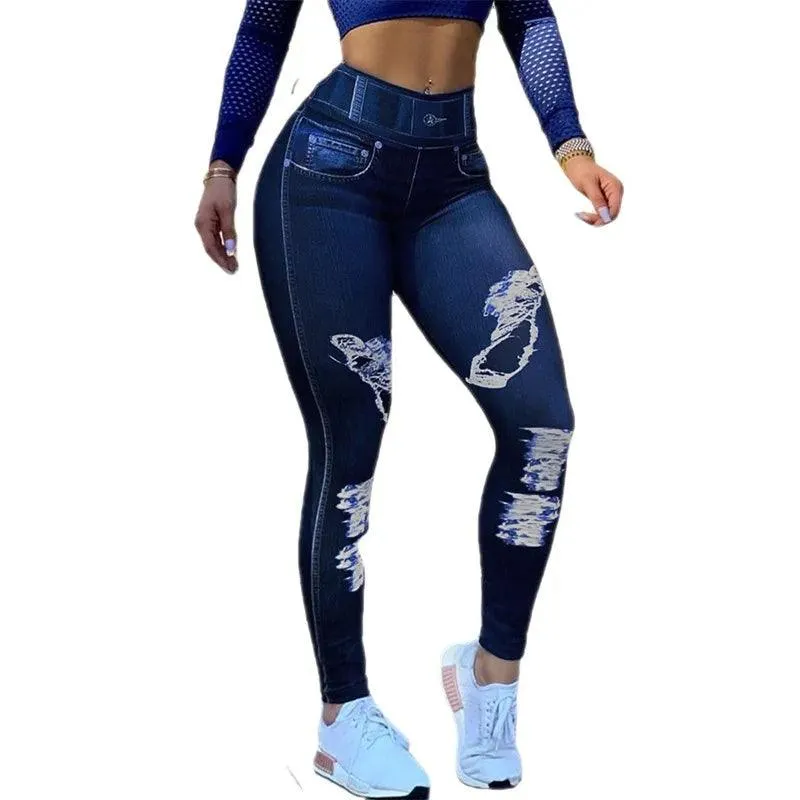 Elastic High Waist Women's Tie-Dye Pencil Pants - Casual Fashion & Fitness  Pencil Pants