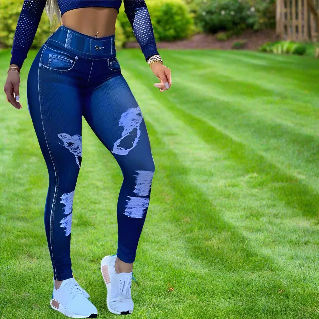 Elastic High Waist Women's Tie-Dye Pencil Pants - Casual Fashion & Fitness  Pencil Pants