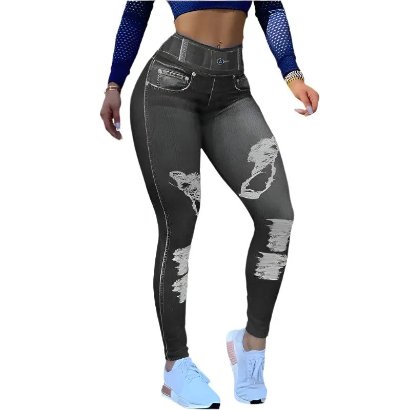 Elastic High Waist Women's Tie-Dye Pencil Pants - Casual Fashion & Fitness  Pencil Pants