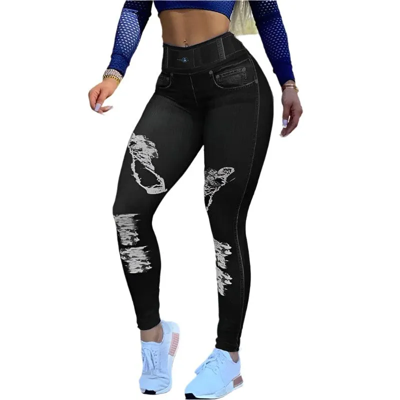 Elastic High Waist Women's Tie-Dye Pencil Pants - Casual Fashion & Fitness  Pencil Pants