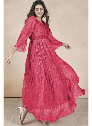 Festive Wear Gown with Ruffle Flair