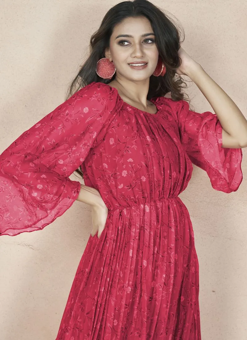 Festive Wear Gown with Ruffle Flair