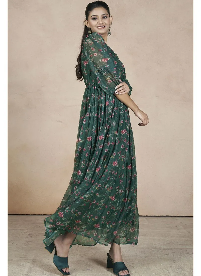 Festive Wear Gown with Ruffle Flair