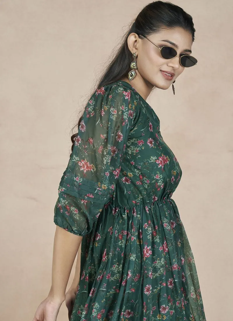 Festive Wear Gown with Ruffle Flair