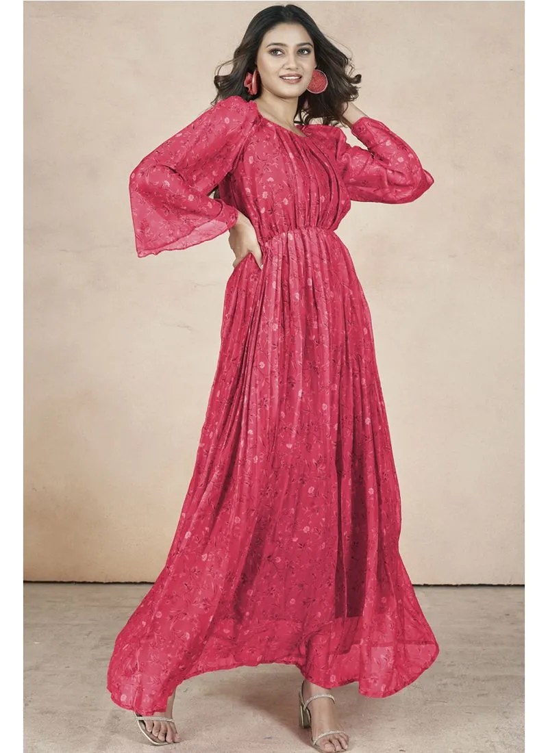 Festive Wear Gown with Ruffle Flair