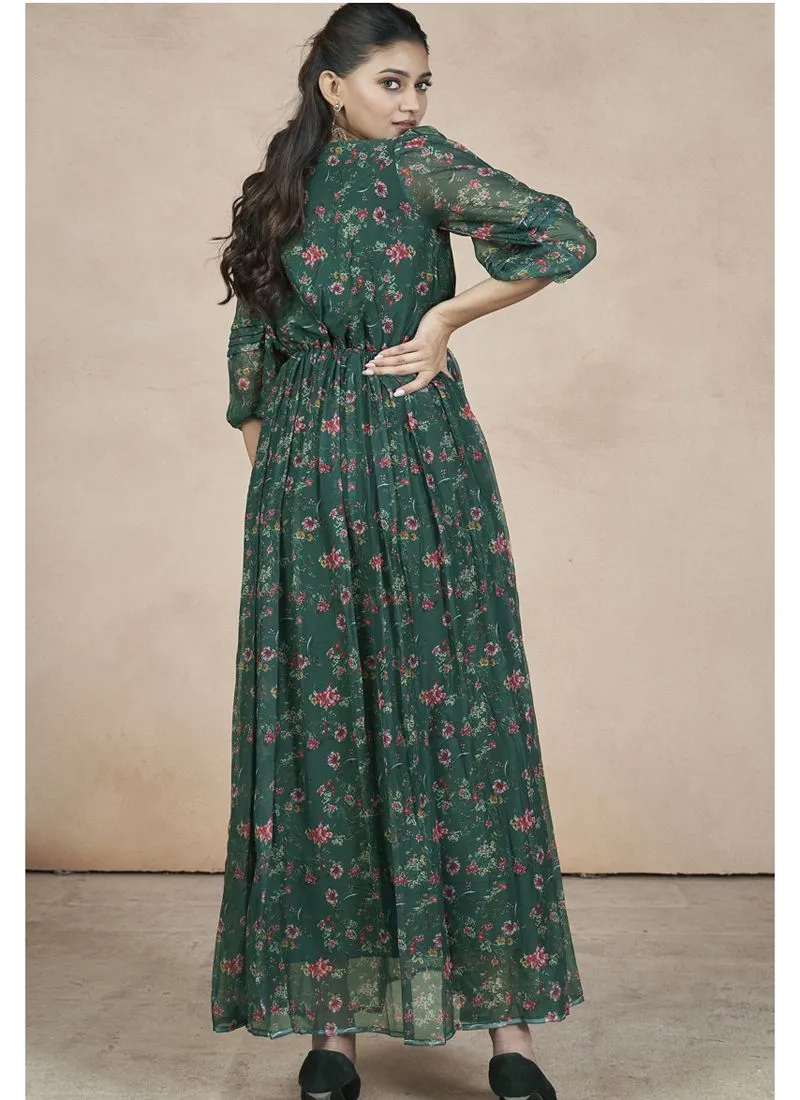 Festive Wear Gown with Ruffle Flair