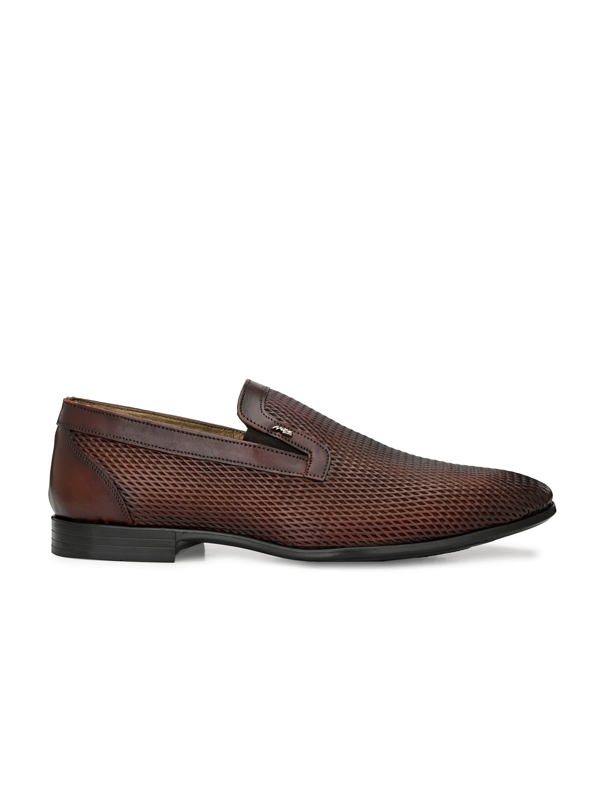 Hitz Men's Tan Leather Slip-On Party Wear Shoes