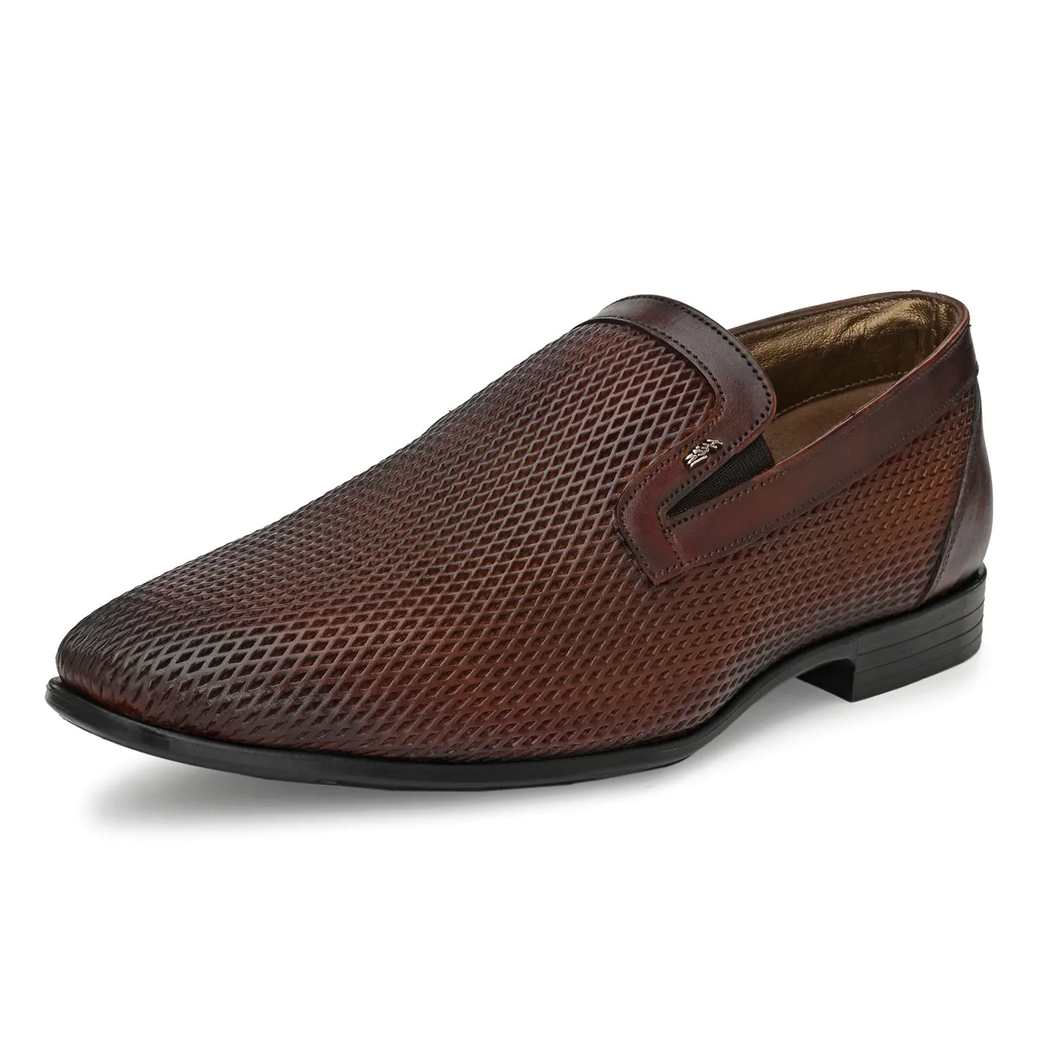 Hitz Men's Tan Leather Slip-On Party Wear Shoes